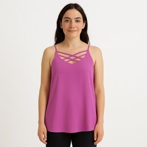 Naked Zebra Purple Strappy Lattice Criss Cross Cami Tank